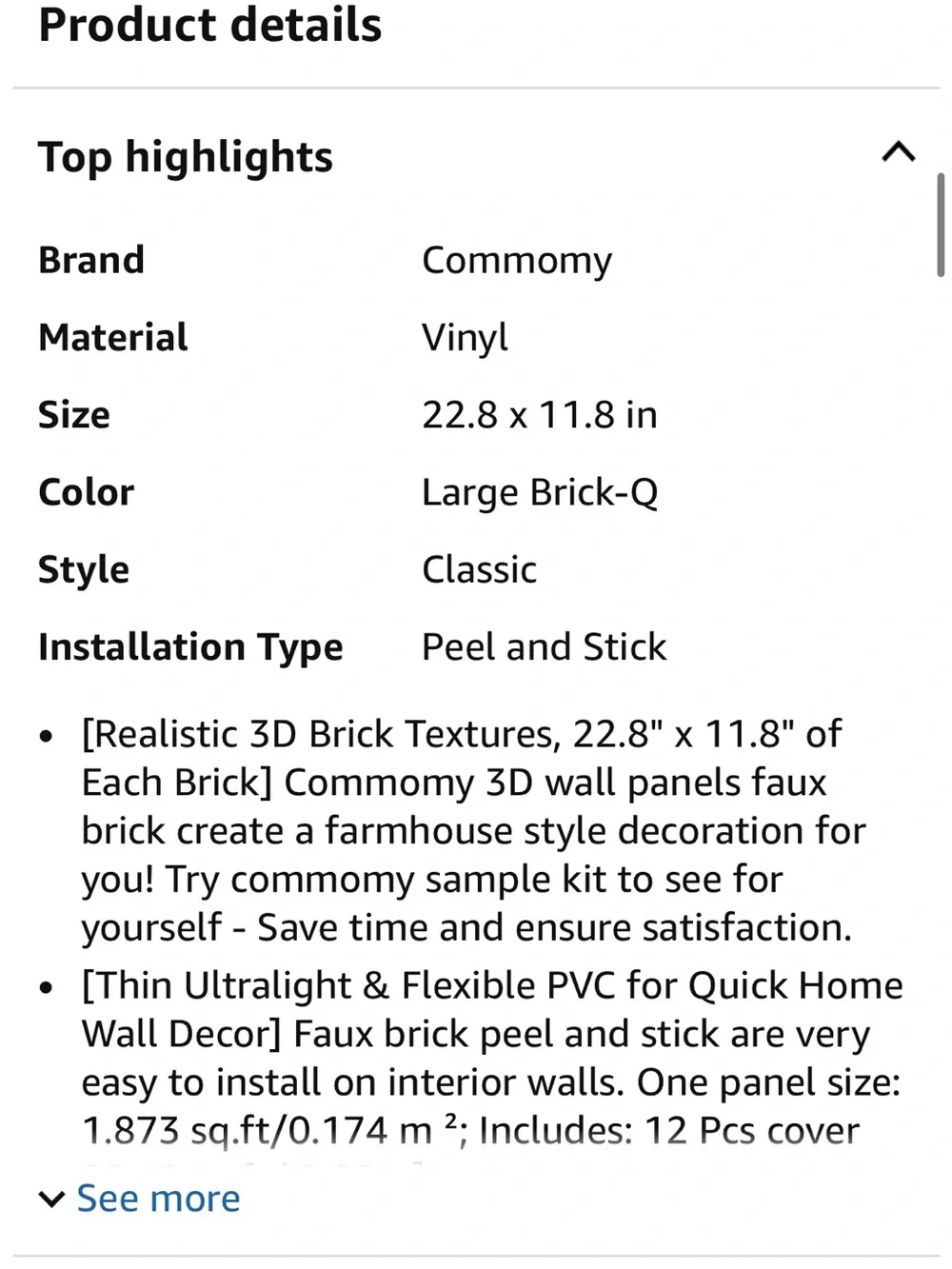 NEW Commomy Red Brick 3D Peel & Stick Wall Panels - 12 pcs 22.8in by 11.8in
